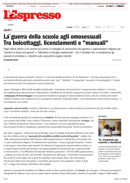 La guerra della scuola agli omosessuali