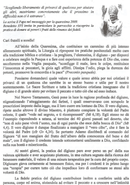 quaresima 2009 ( s.s. benedictus pp. xvi)