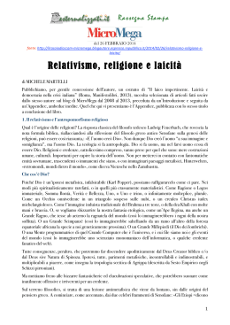 Relativismo, religione e laicit&agrave;