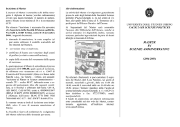 Opuscolo Master in Scienze amministrative 2004/2005