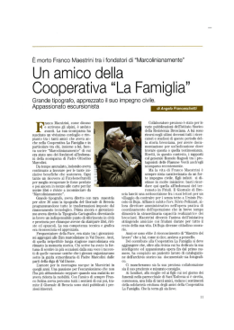 Un amico della Cooperativa &ldquo;La Famiglia&rdquo;