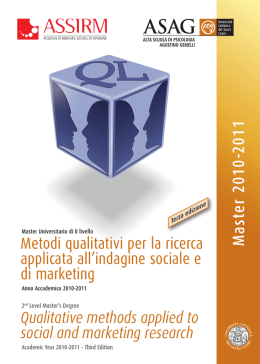 opuscolo 15x21cm ASAG Master Metodi qualitativi 2010