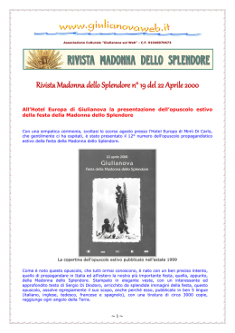 Rivista Madonna dello Splendore nÂ° 19 del 22 Aprile