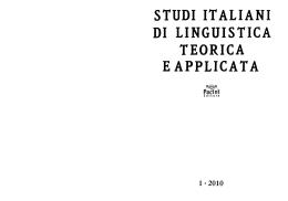 STUDI ITALIANI DI LINGUISTICA TEORICA E APPLICATA