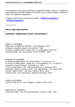 NATALE IN CITTA` 2011: IL PROGRAMMA COMPLETO