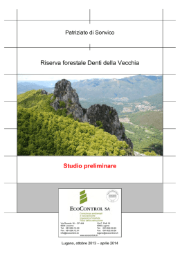 Studio preliminare Riserva forestale Denti della Vecchia