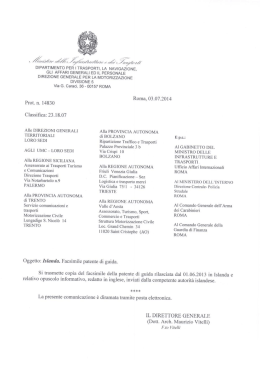 DIPARTIMENTO PER I TRASPORTI. LA NAVIGAZIONE. GLI AFFARI