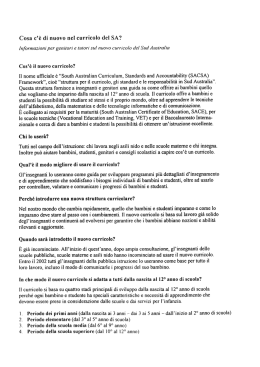 Cosa c`&egrave; di nuovo nel curricolo del SA? Informazioni per
