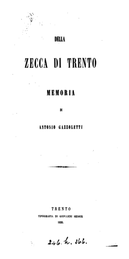 Della zecca di Trento - Numismatica Italiana