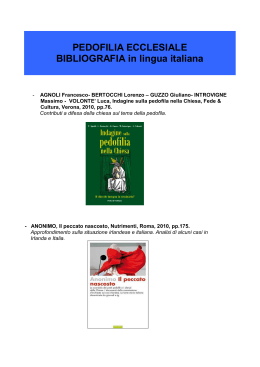 Bibliografia sulla pedofilia ecclesiale in lingua italiana.