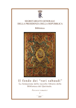 I rari sabaudi - Presidenza della Repubblica