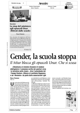 Gender, la scuola stoppa - Forum delle Associazioni Familiari