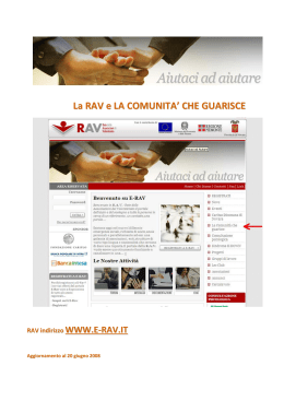 La RAV e LA COMUNITA` CHE GUARISCE - Home Page E-RAV