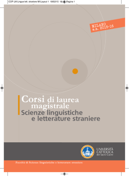 Opuscolo Lauree magistrali della Facolt&agrave; di Scienze linguistiche e