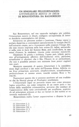un singolare pellegrinaggio: l`itinerarium mentis in deum di