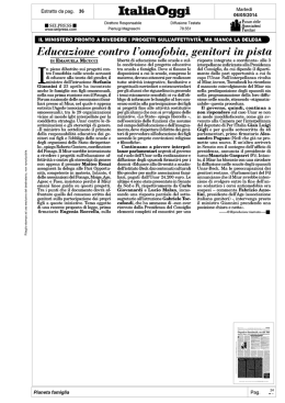 OMOFOBIA. Genitori in pista - Forum delle Associazioni Familiari