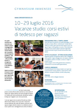10 – 29 luglio 2016 Vacanze studio: corsi estivi di tedesco per ragazzi