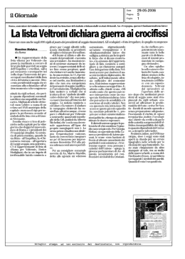 La lista Veltroni dichiara guemi ai crociﬁssi