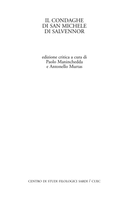 Introduzione - Centro di Studi Filologici Sardi