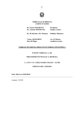 TRIBUNALE DI BRESCIA CORTE D`ASSISE Dr. Enrico FISCHETTI