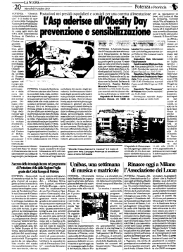 L`Asp aderisce all`Obesity Day.Prevenzione e sensibilizzazione