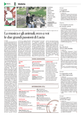 Lamusicaeglianimali,eccoavoi leduegrandipassionidiLucia