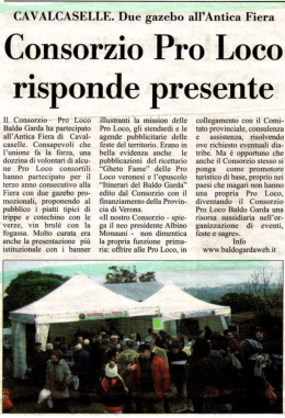 Consorzio Pro Loco risponde presente