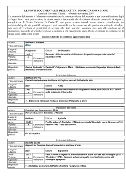 LE FONTI DOCUMENTARIE DELLA CITTA` DI POLIGNANO A