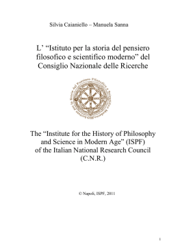 Opuscolo sulla storia dello ISPF