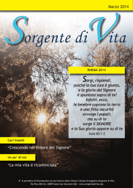Marzo 2014 Sorgi, risplendi, poich&Atilde;&copy; la tua luce &Atilde;&uml; giunta, e la gloria