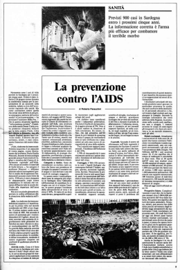 Novecento sono i casi di Aids previsti in Sardegna per i prassi