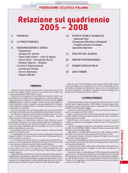 relazione sul quadriennio 2005 – 2008
