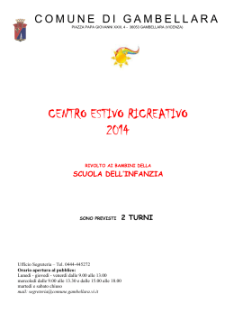 locandina centri estivi 2014 - infanzia opuscolo