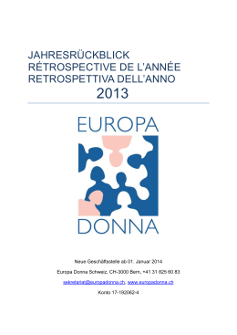 Jahresbericht 2013 - Europa Donna Schweiz