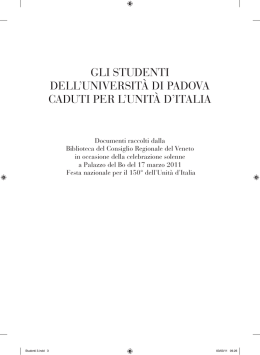 gli studenti dell`universit&agrave; di padova caduti per l`unit&agrave; d`italia