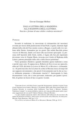 DALLA LETTERA DELLA MADONNA ALLA MADONNA DELLA