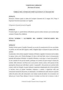 VERBALE DEL CONSIGLIO COMUNALE DI DATA 21 MAGGIO