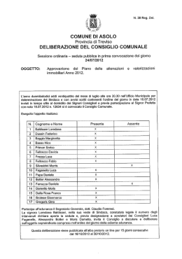 COMUNE DI ASGLÙ Provincia di Treviso DELIBERIONE DEL