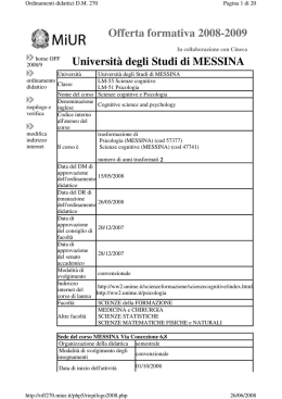 Parere favorevole del CUN - Universit&agrave; degli Studi di Messina