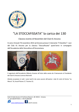 LA STOCCAFISSATA&rdquo; la carica dei 130