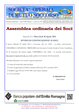 Aprile 2014 - Società Operaia di Mutuo Soccorso di Modena