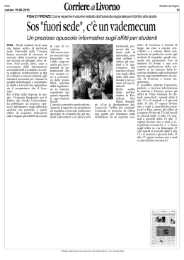 Sos "fuori sede", c`   un vademecum