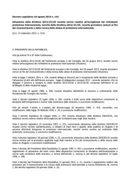 Decreto Legislativo 18 agosto 2015 - Consiglio Italiano per i Rifugiati
