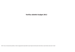 Verifica obiettivi budget 2012