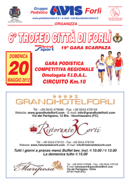 Locandina completa trofeo Citta Forl&igrave; 2012