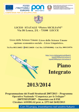 Piano Integrato 2013/2014 - Liceo Statale “Pietro Siciliani”