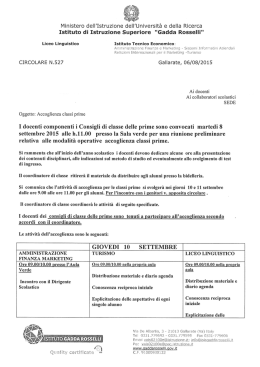 Circolare n 527 - Accoglienza classi prime