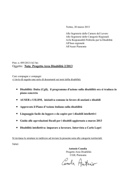 Nota Progetto Area Disabilit&agrave; 2-2013