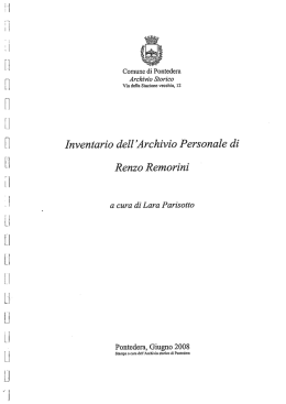 Inventario dell`archivio personale di Renzo Remorini