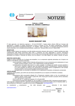notizie dal mondo camerale bando manunet 2008